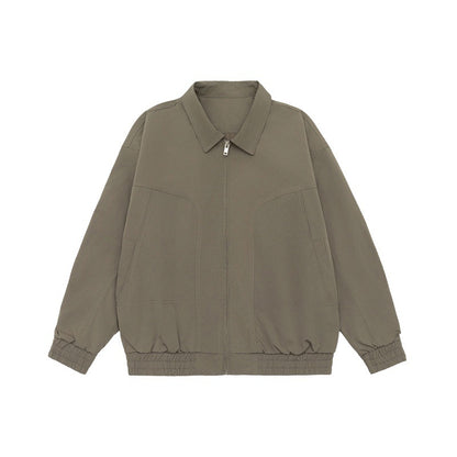 Solid Color Deconstructed Patchwork Basic Loose Versatile Workwear Jacket