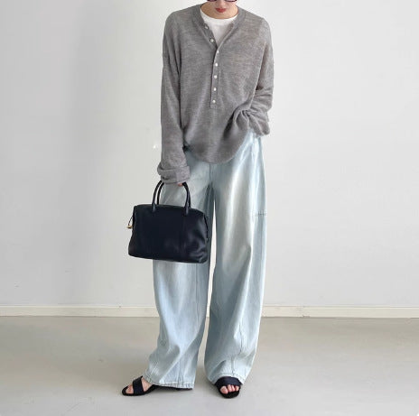 Warm Pumpkin Color Wool Knit Cardigan, Style Lazy Sweater Coat for Women